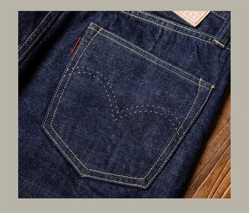 WWII Model Wide Straight Jeans One Wash 14oz Selvedge Denim