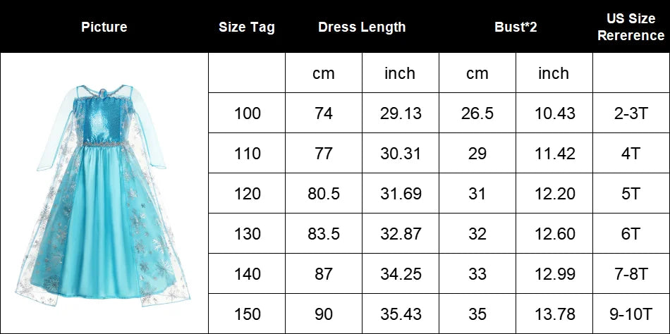 Girls Snow Queen Kids Costumes Girls Carnival Party Prom Gown Elsa Robe-Playing Children Clothing Princess Dress Birthday Dress