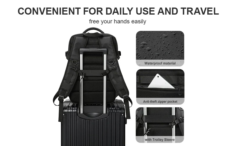 Men Backpack Business Travel Backpack Carry on Waterproof Expandable Backpacks Large Capacity Weekend Traveler Laptop Bag