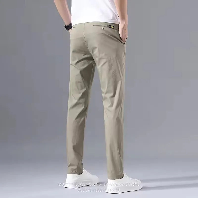 Summer Thin Slim Casual Pants Men Classic Business Cotton Stretch Golf Trousers Korean Male Clothing Work Khaki Chino Pants Man