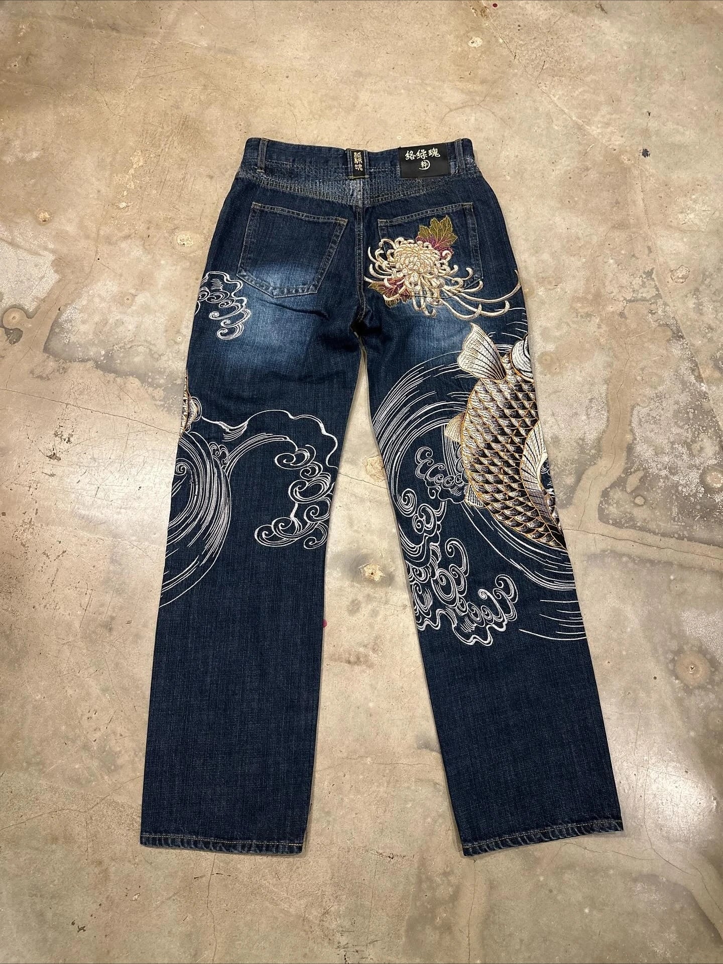 Japanese Harajuku Jeans Mens New Dragon High Quality Jeans Gothic Y2K Vintage Hip Hop Streetwear Denim Fabric Wide Leg Pants