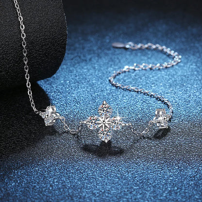 Clover GRA Certified 1.2cttw Moissanite Diamond Link Bracelet for Women 925 Silver Plated 18k Gold Hand Chain Bracelets