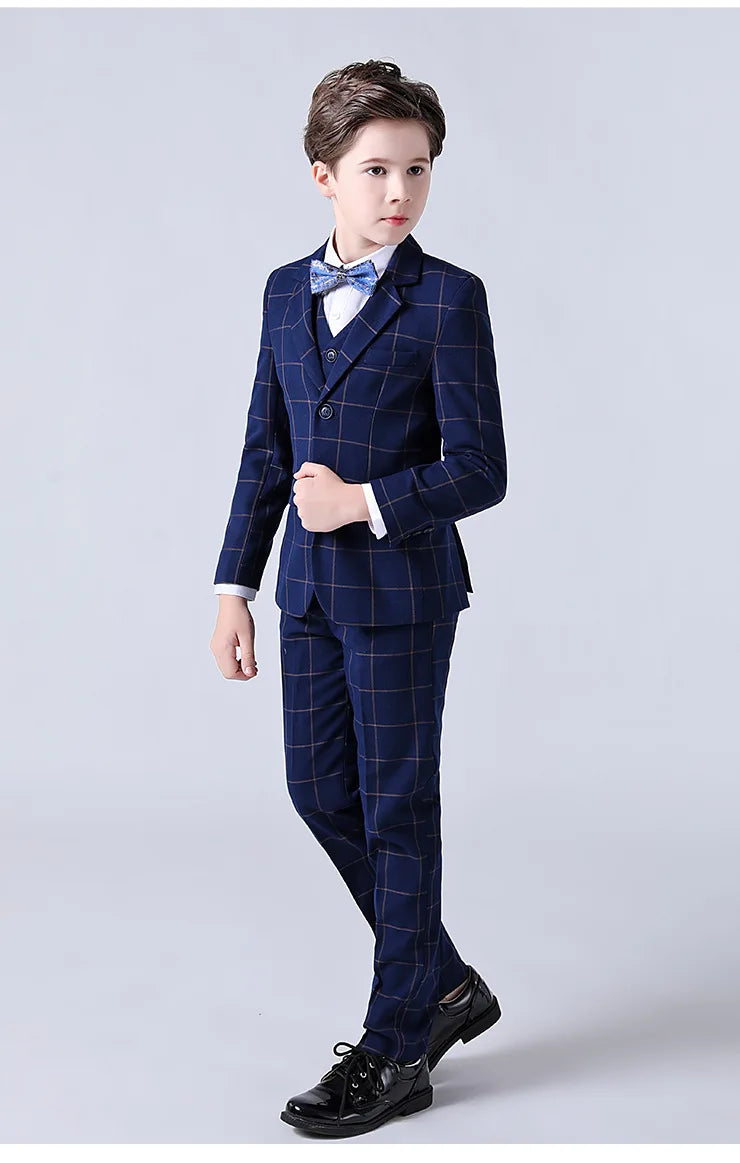 Top Quality Big Boys Suit For Wedding Teenager Kids Formal Tuxedo Dress Children Photograph Blazer Party Performance Costume
