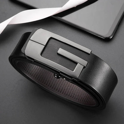Fashionable and Simple Men's G-Shaped Metal Automatic Buckle Belt High Quality Men's Business Belt Suitable for Formal Occasions