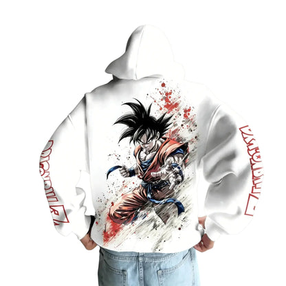 2026 Dragon Ball Retro Anime Hoodie, Son Goku Print Men's Pure Cotton Hoodie, Casual Loose Sports Daily Version Y2K Style