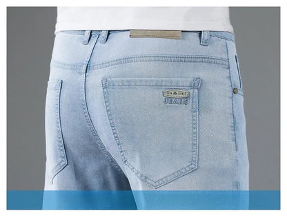 New Men's Thin Lyocell Jeans Soft Business Stretch Fashion Trousers Slim Brand Casual Elasticity Denim Pants Male Clothes