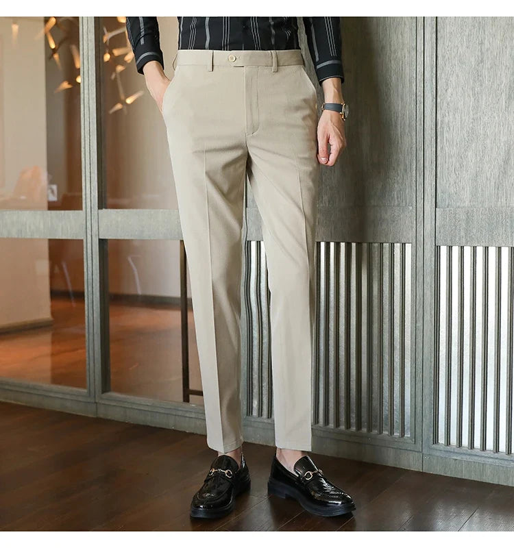 Plus size 40 38 Men Business Solid Suit Pant 2026 Spring Formal Slim Fit Wedding Trouser Mens Brand Fashion Casual Dress Pants