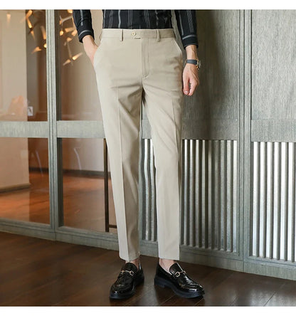 Plus size 40 38 Men Business Solid Suit Pant 2026 Spring Formal Slim Fit Wedding Trouser Mens Brand Fashion Casual Dress Pants