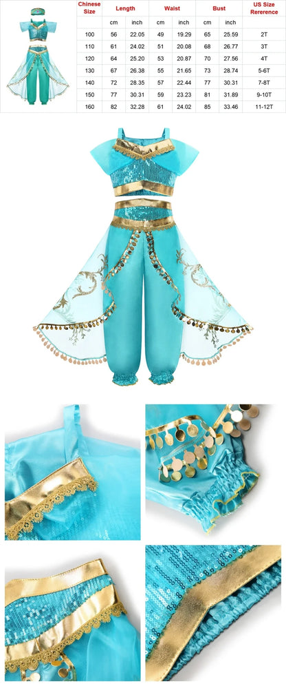 Muababy Princess Dress for Girls Aurora Belle Elsa Jasmine Cosplay Costume Party Halloween Carnival Outfit Kids 2-8Y Vestido