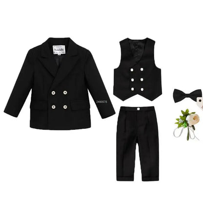 Little Boys Wedding Suit Children Photography Dress Kids Stage Performance Formal Blazer Suit Baby Birthday Ceremony Costume