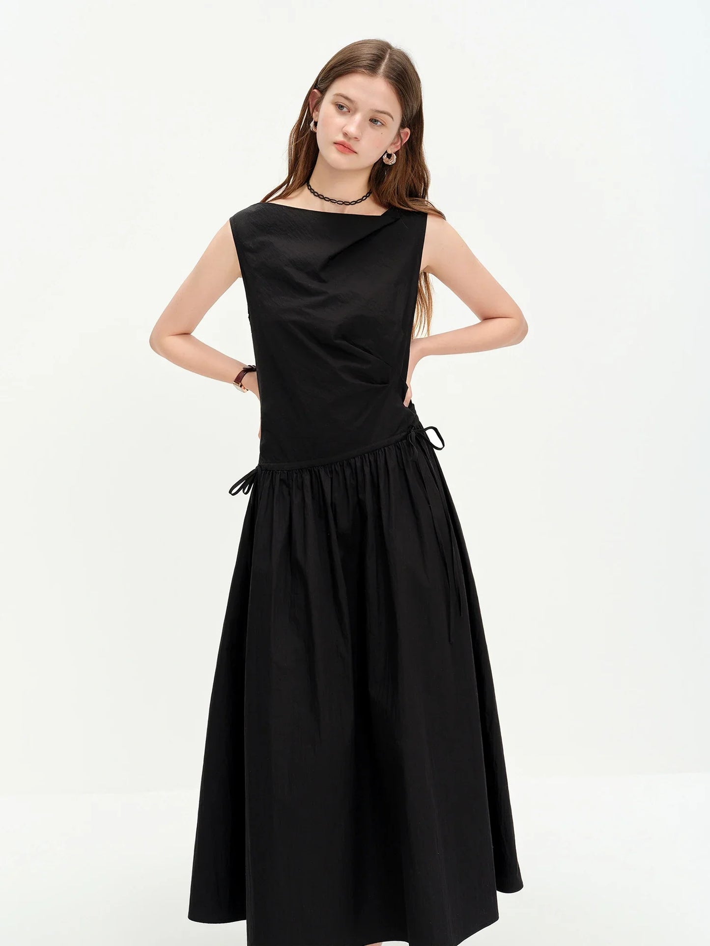 2026 Summer Women One Shoulder Asymmetrical Sleeveless Dress Plaid Check Midi Dress for Rebellious Prep & Vacation Style