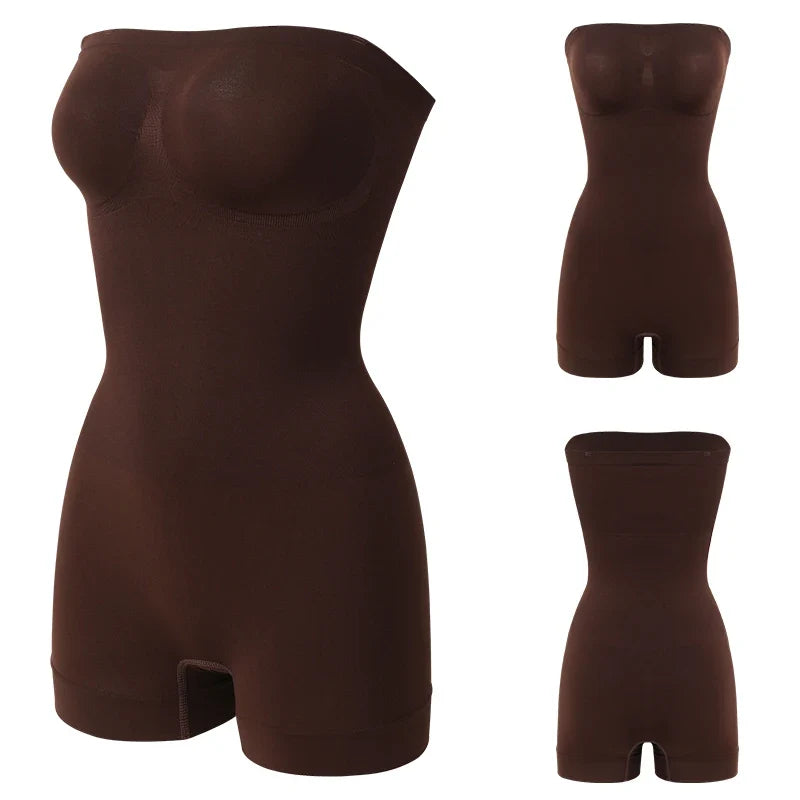 New Strapless Bodysuit Off Shoulder Tube Top Women Shorts Shapewear Tummy Control Body Shaper Sexy Fajas Skinny Underwear