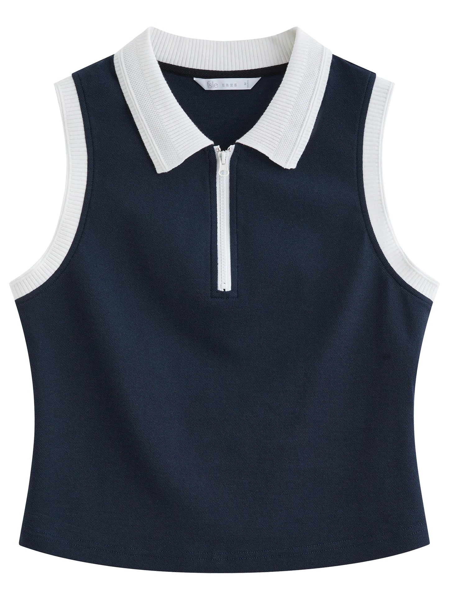 Minimalism Old Money Style POLO Collar Casual Vest for Women 2025 Summer New Arrival Slim Fit T-shirt Tank Top 25FS12210