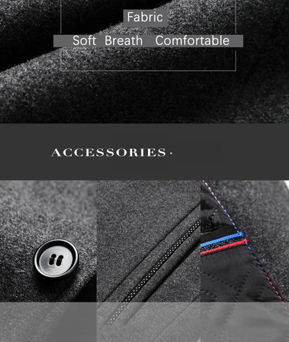 Brand 2026 Winter Coat Mens Chinese Stand Collar Solid Coats for Man Autumn and Winter Business Casual Woolen Jacket