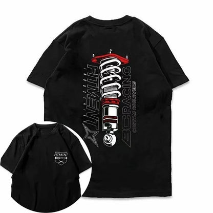 2026 Summer Pure Cotton Heavyweight American Style BC Short-Sleeve Car Modified T-Shirt, Loose-Fitting, Twisted-Neck, Versatile,