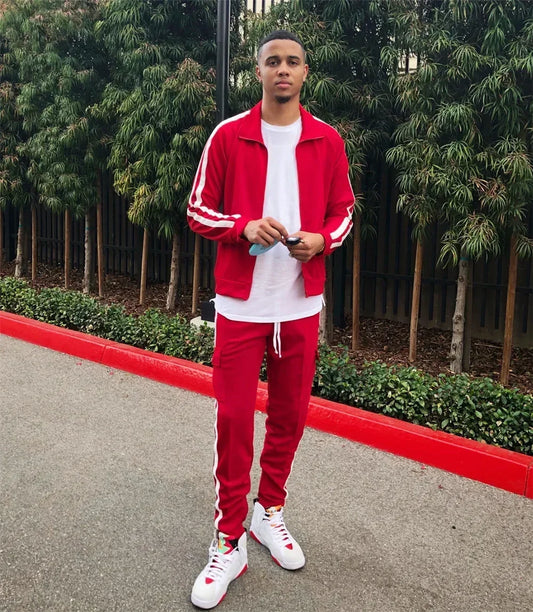 2025 New Men's Zipper Tracksuit Set Sweatshirt and Sweatpants Sports Suit Running Fitness Clothing