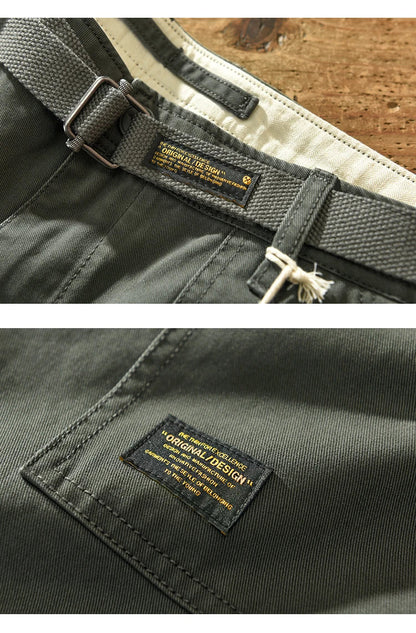 100 Cotton Men's Cropped Pants Trendy Straight Fit Cargo Trouser Male Ankle Length Korean Style Jappan Vintage Y2K Casual Khaki