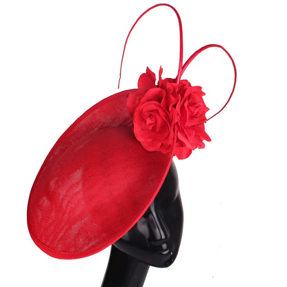 Gorgeous Formal Dress Wedding Fedora Cap Women Big Derby Headpiece Flower Fashion Fasinator Hat Handmade Occasion Millinery Cap
