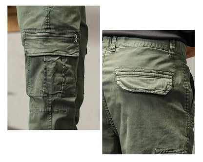 Length Men's Cargo Pant Cotton Stretch Casual Camouflage Trouser Male Camo Cuff Jogger Multi Zip Pocket Outfit Zipper Tied