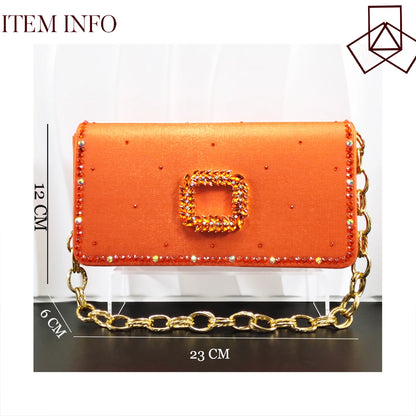 Elegant Itlian Desing Women's Heel Party Shoe and Bag Set Chic Orange Rhinestone Peep-Toe High Heel Sandals Perfect for Weddings
