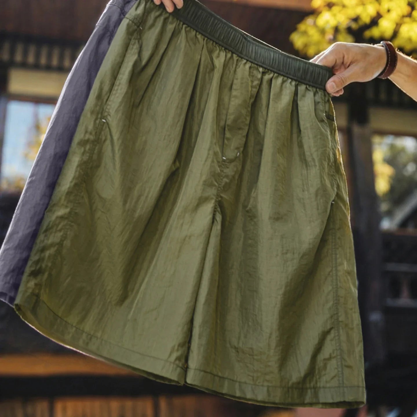 Men's Amekaji Shorts Summer Retro Oversized Wide Leg Casual Shorts Elastic Waist Cargo Breathable Men's Streetwear Shorts