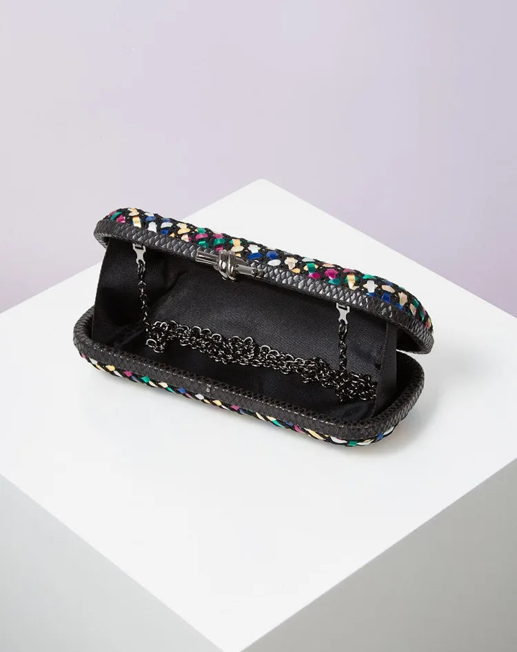 Hand Woven Clutch Purse Luxury For Women 2025 New High Grade Party Wedding Prom Mixed Colors Evening Bag Elegant Trend Chain Bag