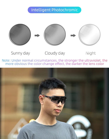 Cycling Glasses Photochromic Glasses Bicycle Glasses Eyewear Goggles Windproof Bicycle Outdoor Sports Sunglasses