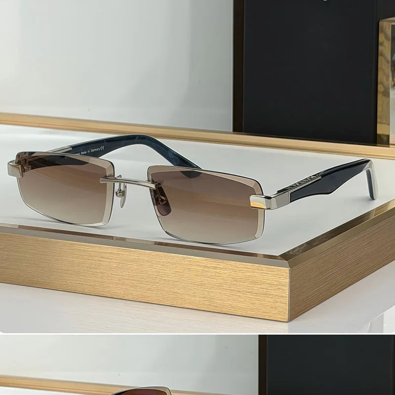 Artist SUN II Rimless Men's Sunglasses Women Alloy Acetate Germany Design UV400 High Quality Diamont Cutting Classical with Case