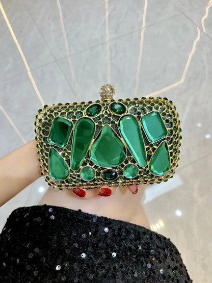 New Glass Diamond Clutch for Women, Exquisite French Rhinestone Evening Handbag, Luxury Lightweight Chain Bag for Formal Party