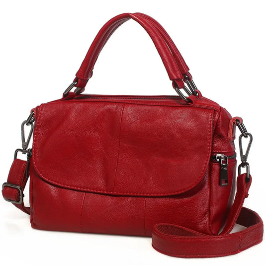 Women Natural Leather Handbags Female Bag High Quality Solid Color Zipper Shoulder Crossbody Bag Cowhide Tote Top-Handle Bags