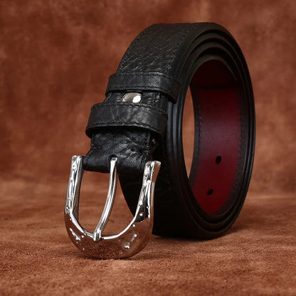 3.8cm Pure Cowskin Men Belt High Quality Genuine Leather Stainless Steel Buckle Strap Male Jeans Luxury Designer Belts for Man
