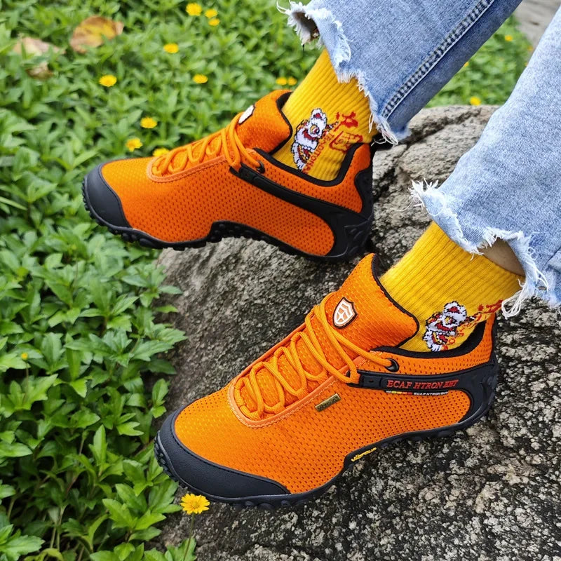 Mens Outdoor Mountain Climbing Shoes Mesh Non-Slip Breathable Trekking Hiking Shoes Waterproof Camping Soft Sneakers 39-46
