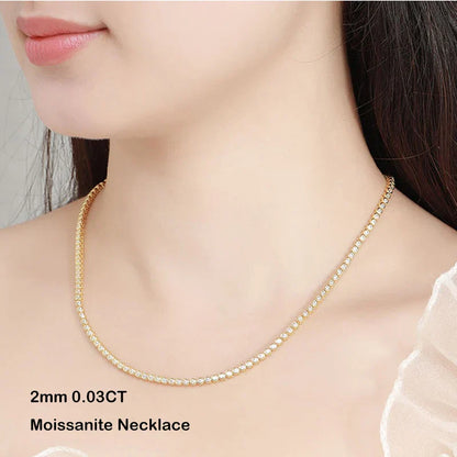 Sparkling 2/3mm Full Moissanite Tennis Bracelet for Women Party S925 Silver Plated 18K Pass Diamond Test Bezel Bracelets