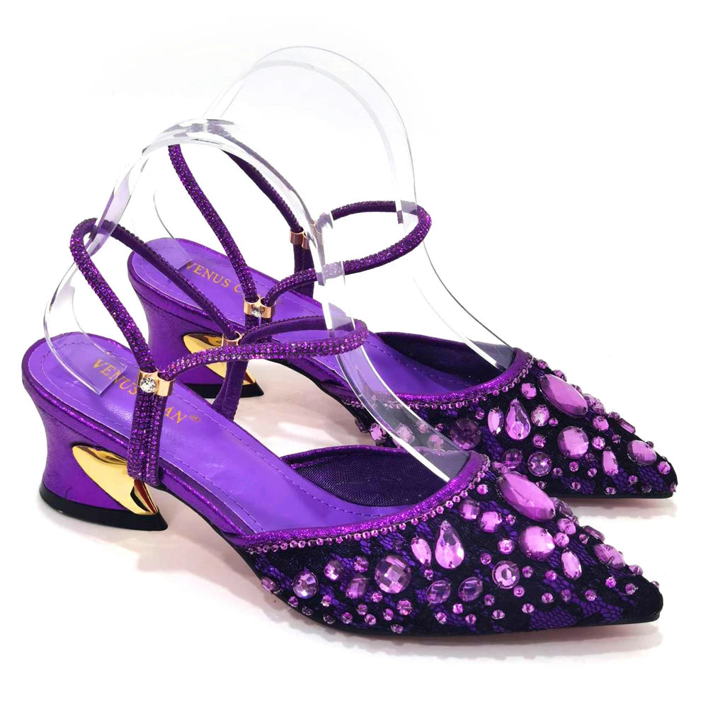 2023 New Italian Design Noble Dual-Purpose Three-Dimensional Bag And Ladies Heel Shoes Shiny Material For Nigeria Wedding Party
