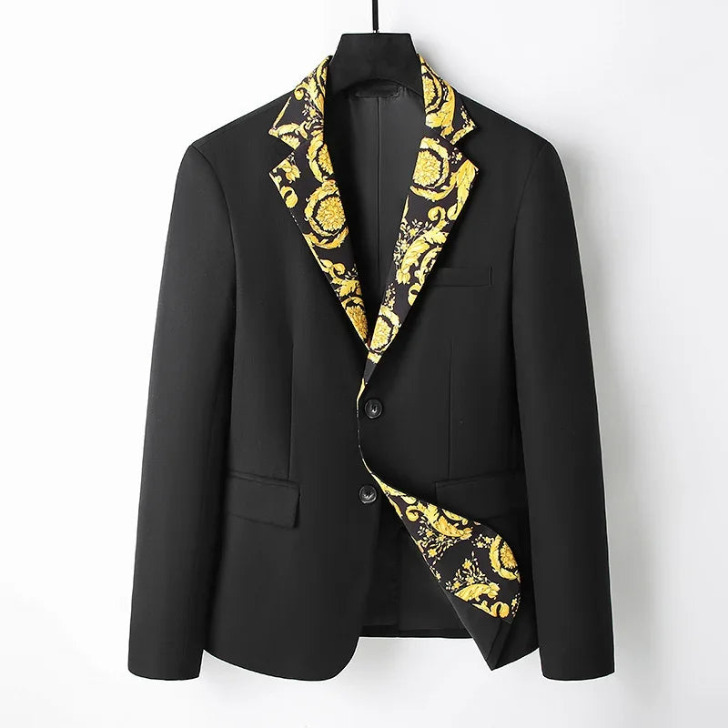 Mens Blazer Jacket Luxury Suit Floral Jacket Classic Peak Lapel Coat for Wedding Party Prom Costume Homme