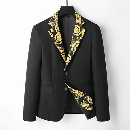 Mens Blazer Jacket Luxury Suit Floral Jacket Classic Peak Lapel Coat for Wedding Party Prom Costume Homme