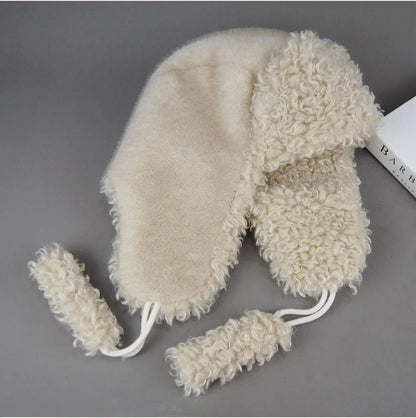 Real Fur Wool Hat Unisex New Winter Warm Bomber Russian Ushanka Hats With Ear Flaps Cow Leather Thick Snow Earflaps Baseball Cap