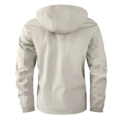 Spring And Autumn New Men's Windbreaker Outdoor Soft Shell Windproof Waterproof Jacket Long-Sleeved Hooded Solid Color Jacket