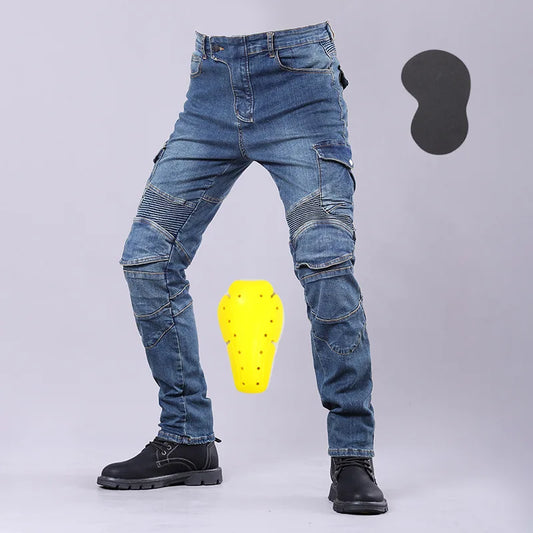 New Men's Winter Riding Motorcycle Cargo Pants Male Outdoor Riding Jeans Moto Protective Gear With Hip Knee Gear Long Trousers