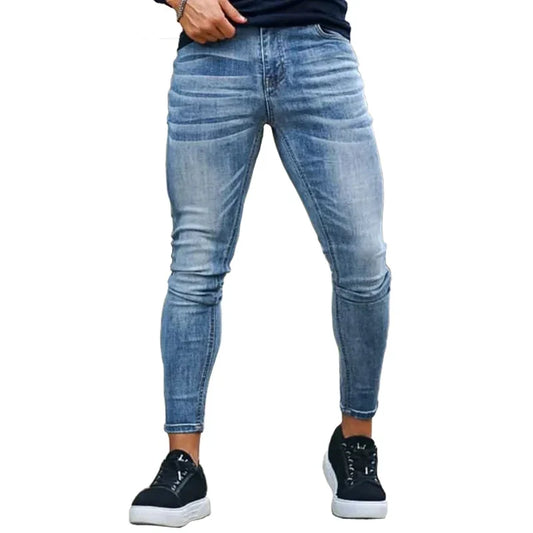 Mens Skinny Brushed Jeans Design Classic Denim Trousers Casual Daily For Office Parties Male Denim Pants Men