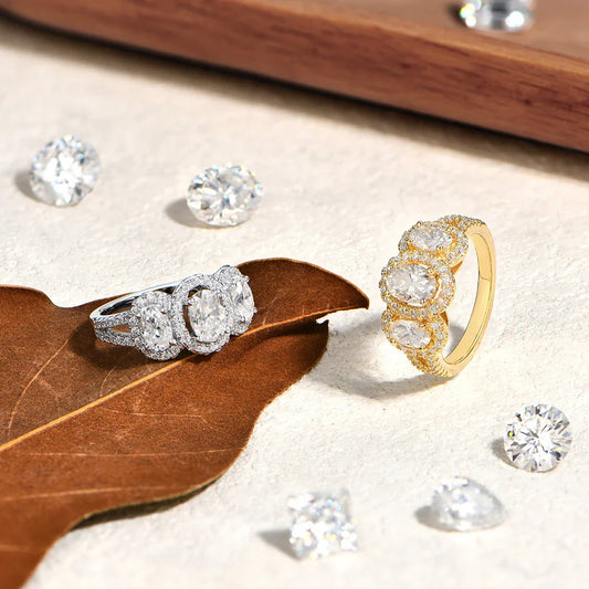 Bagues pour femmes en argent S925 et moissanite de laboratoire, lot de 3 étincelantes, plaqué or 18 carats, bijoux de fiançailles luxueux et romantiques
