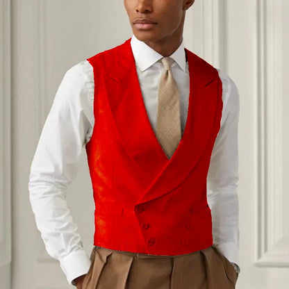 Men Vest White Solid With Lapel Gentleman Business Waistcoat Vintage Regular Slim Wedding Banquet Men Suit Vest