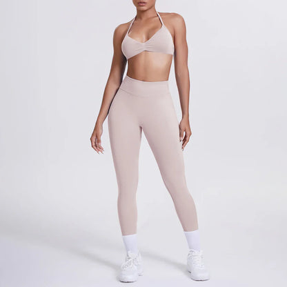 Women 2pcs Patchwork Sport Yoga Suit Training Sleeveless Sport Gym Tops Tummy Control Slimming Booty Leggings Yoga Suit Sports
