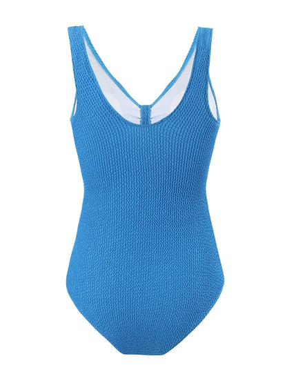 Slim V Neck Swimsuit Women 2025 New One Piece Vacation Swimwear Solid Bodysuit Female Bathers Swimming Monokini Summer Beachwear