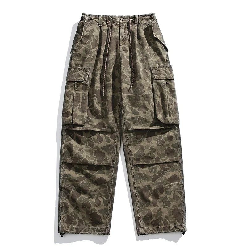 High Quality American Retro Ast Craft Camouflage Cargo Pants For Men Clothing Outdoors Tactical Pants Casual Baggy Trousers Male