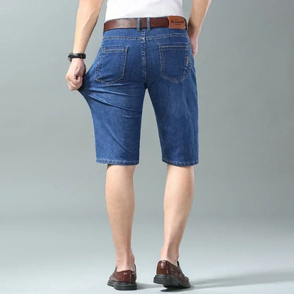 New Summer Men's Denim Shorts Fashion Light Color Casual Loose Multi-pocket Straight Five-minute Pants Elastic Knee Shorts