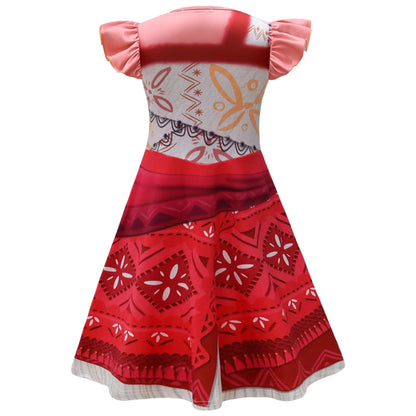 Summer Moana Princess Dress 3D Print Casual Frock for Little Girls Role Play Wonderland Trip New Vaiana Costume Gown 2-10Yrs