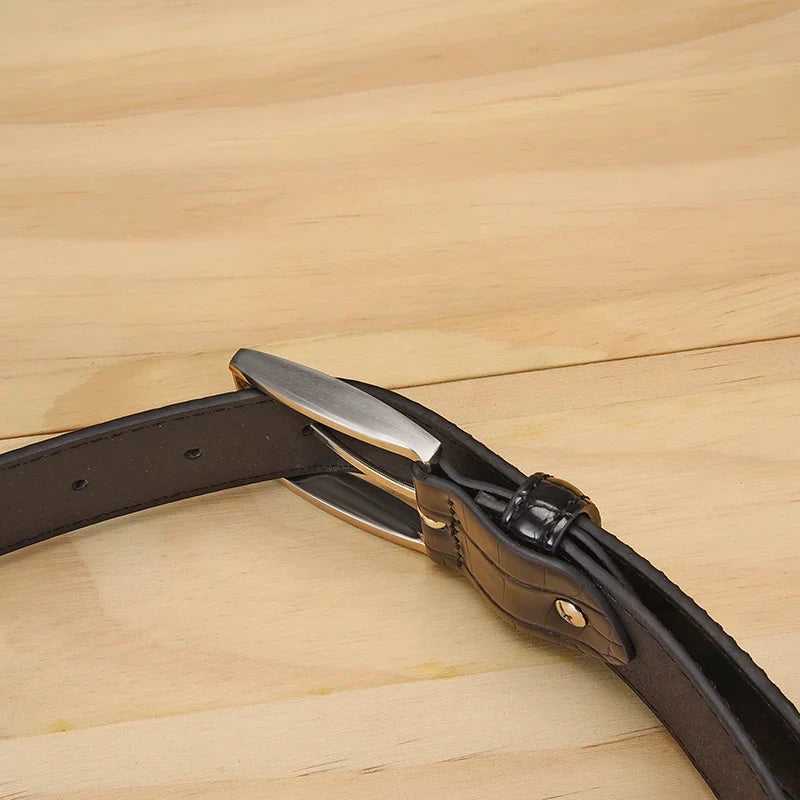 Men's Alligator Pattern Belt - Alloy Buckle, , Square Button, Fashionable Adjustable Dress Belt