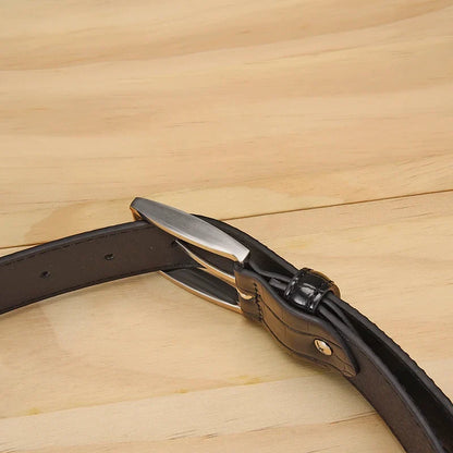 Men's Alligator Pattern Belt - Alloy Buckle, , Square Button, Fashionable Adjustable Dress Belt