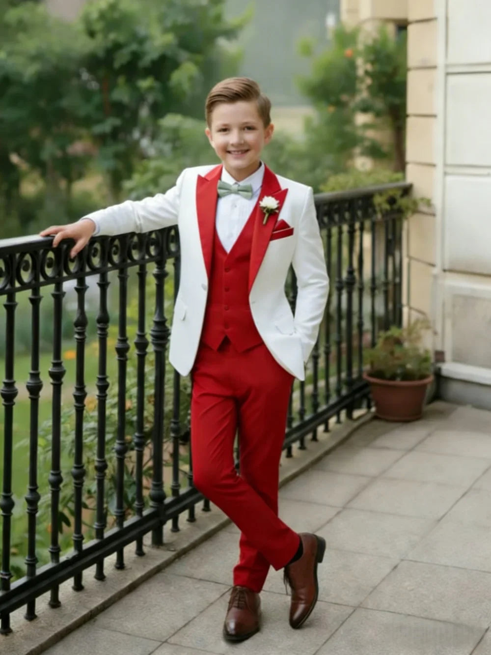 Multi-colors Boys Suits 3 Pieces Jacket Vest Pants Piano Peformance Wear Handsome Elegant Kids Suit Set Wedding Outfit